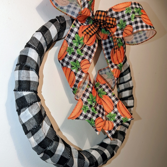 Pumpkin wreath fall wreath Buffalo plaid wreath autumn wreath - Picture 3 of 4